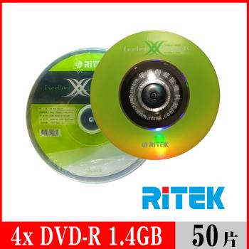 RITEK錸德 4x DVD-R 1.4GB X版 (8公分)/50片布丁桶裝