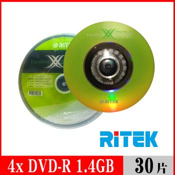 RITEK錸德 4x DVD-R 1.4GB X版 (8公分)/30片布丁桶裝