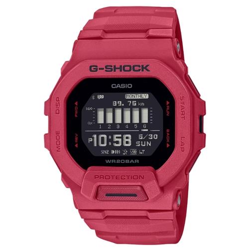 【CASIO 卡西歐】G-SHOCK  搶眼豔紅 藍芽電子錶 GBD-200RD-4_45.9mm