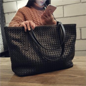 2022新款女包潮流韓版編織包女士托特包單肩包時尚手提包簡約大包