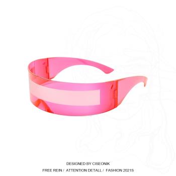 Ciseonik 未來感Y2K歐美一體式無框眼鏡發箍潮流時尚護目太陽鏡