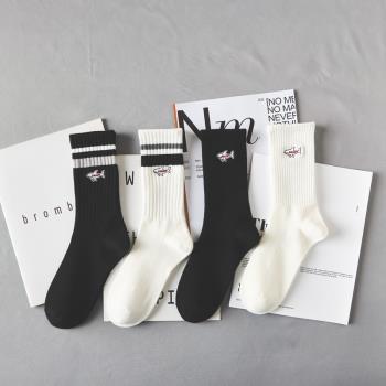 男生ins潮流個性黑白條紋襪子