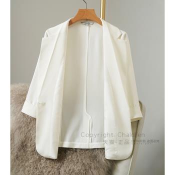 查琳西裝外套女設計感小眾新款潮流時尚薄款夏短袖白色夏季8026