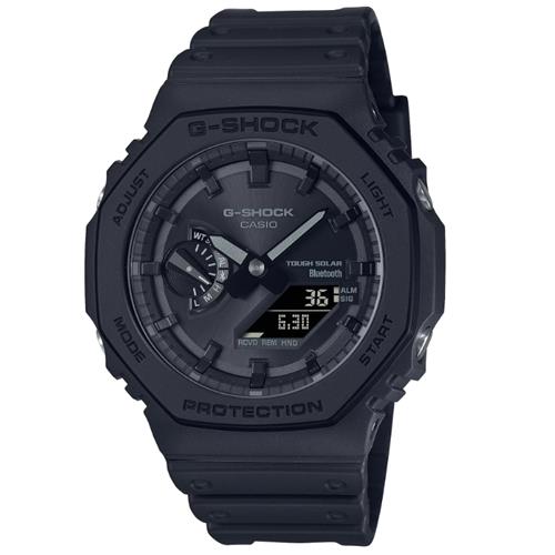 【CASIO 卡西歐】G-SHOCK 藍牙 太陽能電力 八角形手錶- 極致黑_GA-B2100-1A1_45.4mm