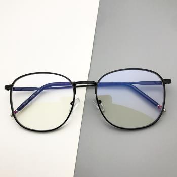 抖音同款眼鏡2023原宿潮流復古金屬大框平光鏡男女文藝裝飾眼鏡架