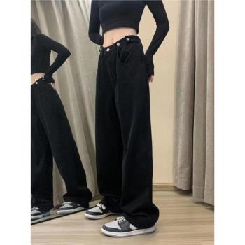 春秋痞帥hiphop街頭闊腿牛仔褲