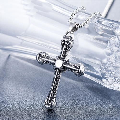 時尚鈦鋼項鏈  歐美潮流復古十字架吊墜潮男嘻哈項鏈男士鈦鋼項鏈