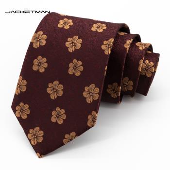 Jacketman酒紅花朵個性寬版領帶