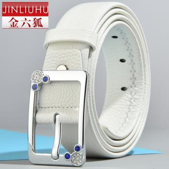 春夏女白色ins風針扣牛仔皮帶