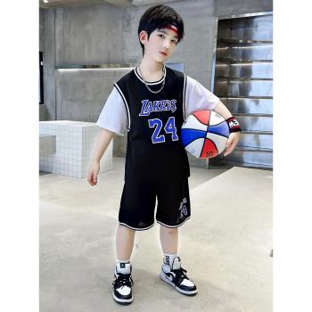男孩速干套裝兒童運動透氣籃球服
