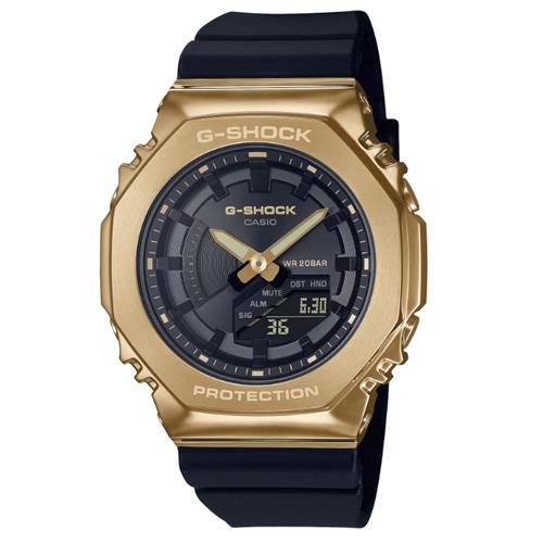 【CASIO 卡西歐】 G-SHOCK 黑金時尚 高貴奢華 金屬錶殼 八角形錶殼 GM-S2100GB-1A_40.4mm