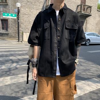 韓版潮流男生港風日系短袖襯衫