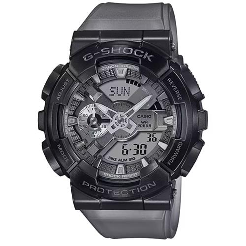 【CASIO 卡西歐】 G-SHOCK 金屬錶殼 半透明錶帶 人氣雙顯手錶_灰透_GM-110MF-1A_48.8mm