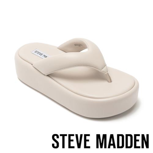 STEVE MADDEN-OH YEAH 夾腳厚底胖胖涼拖鞋-米杏色