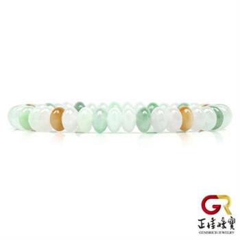 【正佳珠寶】翡翠 經典冰種福祿 6x6mm 天然A貨翡翠緬甸玉手珠｜日本彈力繩