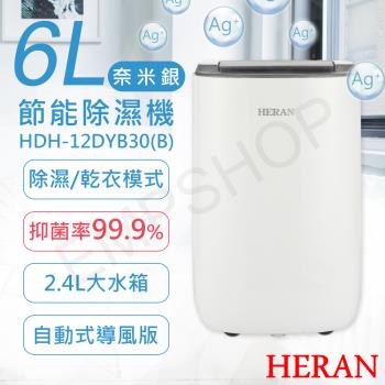 【禾聯HERAN】6L奈米銀抑菌節能除濕機 HDH-12DYB30(B) 可申請退貨物稅$500元