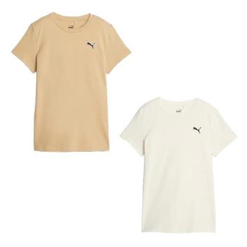 Puma 女裝 短袖上衣 純棉 織標 歐規 奶茶/米白【運動世界】67598684/67598699