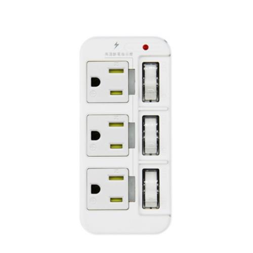 安全達人 3開3插3P分接器（壁插） R-53LC