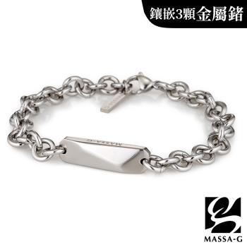 MASSA-G【燦光】金屬鍺錠白鋼圓型手鍊(3個鍺)