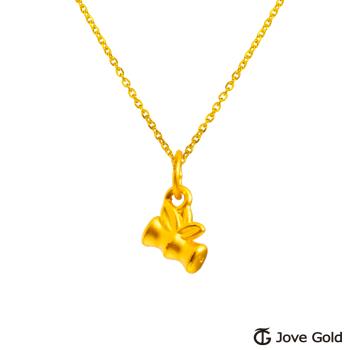 JoveGold漾金飾 平安竹立體硬金墜子 送項鍊