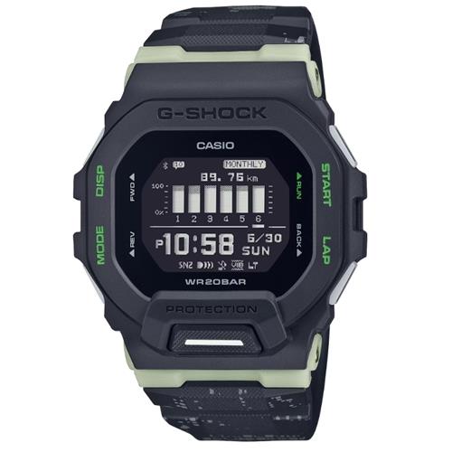 【CASIO 卡西歐】G-SHOCK G-SQUAD系列 藍牙運動電子錶_迷彩X黑X綠_GBD-200LM-1DR_45.9mm