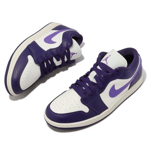 Nike 休閒鞋Wmns Air Jordan 1 Low 女鞋白紫葡萄紫低筒AJ1 皮革DC0774