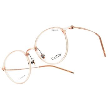【CARIN】鈦金屬 光學眼鏡鏡框 CF2A08 C3 橢圓鏡框眼鏡 膠框眼鏡 透明粉/玫瑰金 50mm