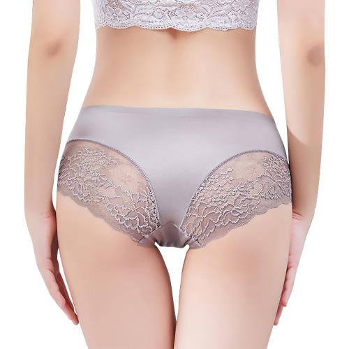 Colorland-3件入冰絲無痕珠光布內褲 蕾絲性感中腰大碼少女三角褲 透氣一片式內褲