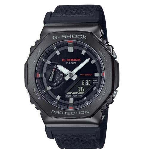 【CASIO 卡西歐】G-SHOCK 八角金屬錶殼 雙顯手錶-黑 GM-2100CB-1A_44.4mm