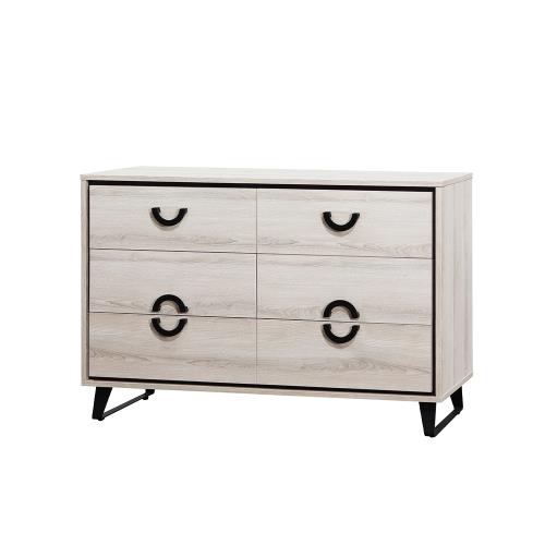 【唯熙傢俱】萊利橡木白六斗櫃 抽屜櫃