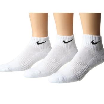 Nike 2018男女舒適1/4高度白色運動短襪3入組 -慈濟