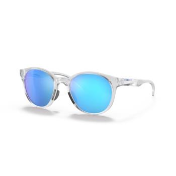 【OAKLEY】奧克力 Spindrift 運動太陽眼鏡 圓框墨鏡 OO9474 04 52mm 霧面透明框/水銀藍鏡片