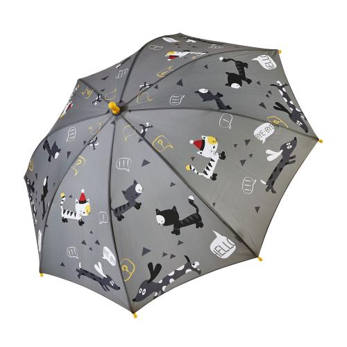 RAINSTORY雨傘-雪靴貓(灰)抗UV兒童手開直骨傘