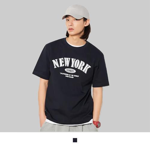 【男人幫大尺碼】T1706台灣製造英文字母NEW YORK印花T恤