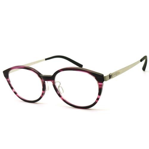 【ByWP】光學眼鏡鏡框 BYA17809FIL-BS 德國薄鋼 無螺絲設計 橢圓框眼鏡 膠框眼鏡 琥珀紫/銀 51mm