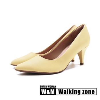 WALKING ZONE SUPER WOMAN空姐系列 尖頭時尚經典高跟鞋 女鞋-淺黃