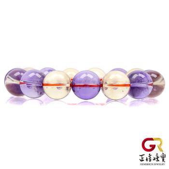 【正佳珠寶】紫黃晶 極淨雙色 13.8-14.2mm 紫黃晶手珠｜日本彈力繩