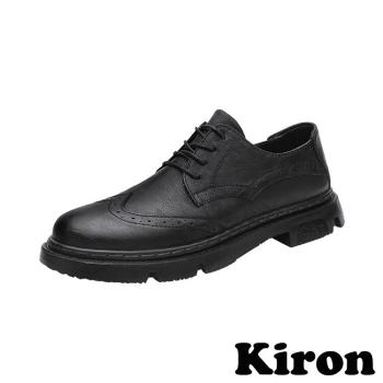【KIRON】馬丁鞋 休閒馬丁鞋 /百搭復古擦色布洛克雕花休閒馬丁鞋 - 男鞋 黑