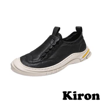 【KIRON】樂福鞋 休閒樂福鞋/潮流時尚網布拼接復古休閒樂福鞋 - 男鞋 黑