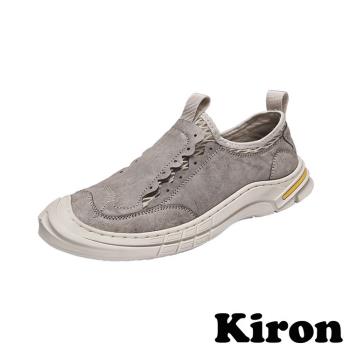 【KIRON】樂福鞋 休閒樂福鞋/潮流時尚網布拼接復古休閒樂福鞋 - 男鞋 灰
