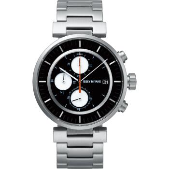 ISSEY MIYAKE 三宅一生 W系列計時手錶-黑x銀/43mm(VK67-0010D SILAY001Y)