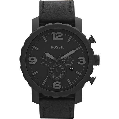 FOSSIL 大世紀戰神三眼計時手錶-IP黑/50mm JR1354