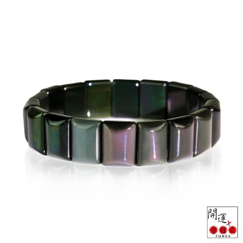 開運方程式-天然彩虹黑曜石手排15mm(閃耀彩虹光避邪擋煞  開運手鍊)