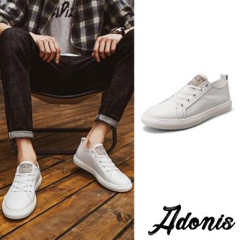 【Adonis】休閒鞋 板鞋/真皮頭層牛皮百搭個性休閒鞋 板鞋 小白鞋- 男鞋 白