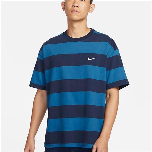 Nike 男裝 短袖上衣 滑板 條紋 純棉 藍【運動世界】FB8151-411
