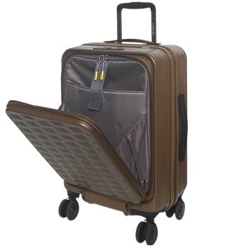 [LAMADA 藍盾] 20吋前開式炫麗格紋系列行李箱/登機箱(棕)