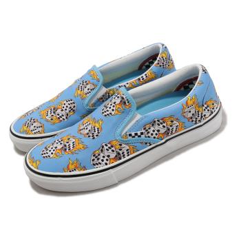 Vans 滑板鞋 Skate Slip-On 男鞋 藍 白 骰子 帆布 印花 懶人鞋 休閒鞋 VN0A5FCABM6