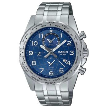 CASIO 卡西歐 世界時區鬧鈴藍面腕錶 MTP-W500D-2A/44mm