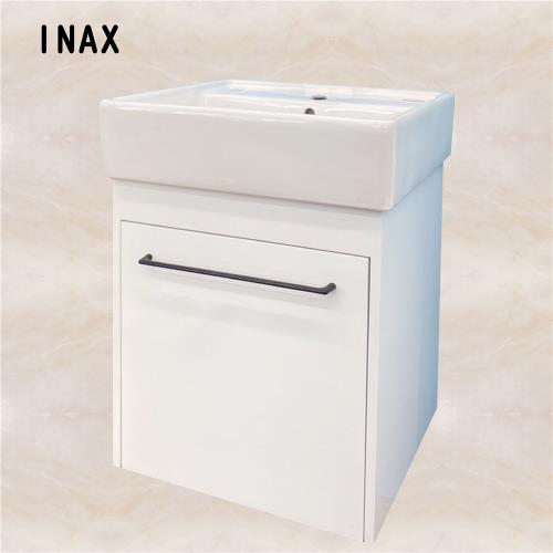 【INAX日本伊奈】INAX 日本暢銷品牌 50CM抗汙瓷盆(AL-293VFC)+單門烤漆浴櫃附毛巾桿(不含面盆龍頭)(未含安裝)