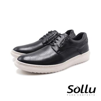 Sollu 巴西專櫃Soft側logo直套雅仕皮鞋 男鞋-黑